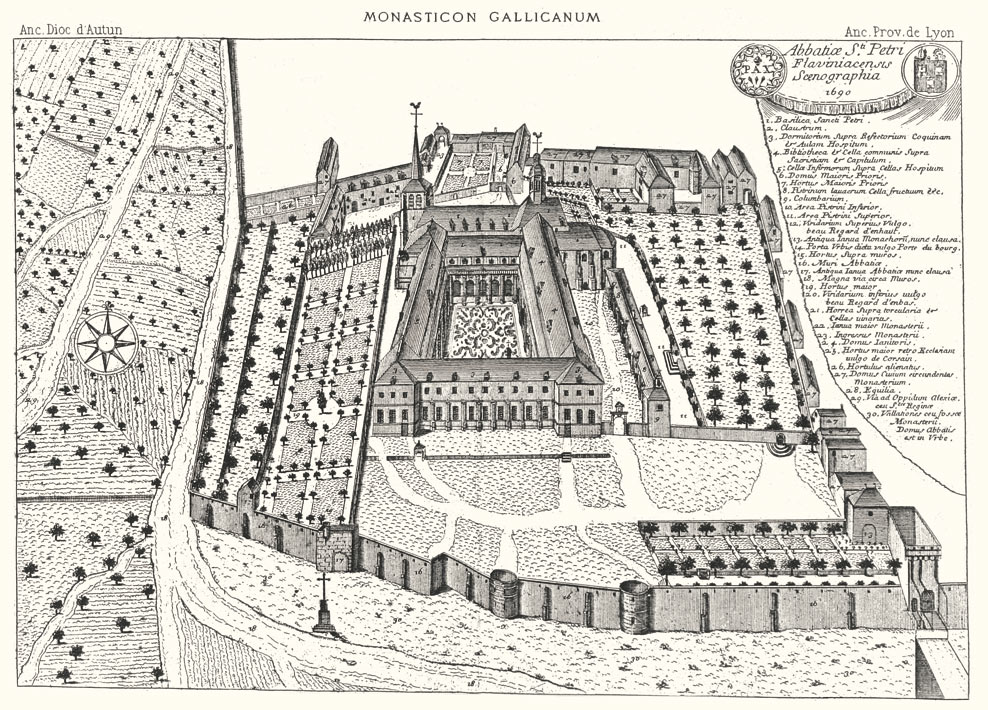 Abbaye Saint-Pierre- Gravure du Monasticum Gallicanum